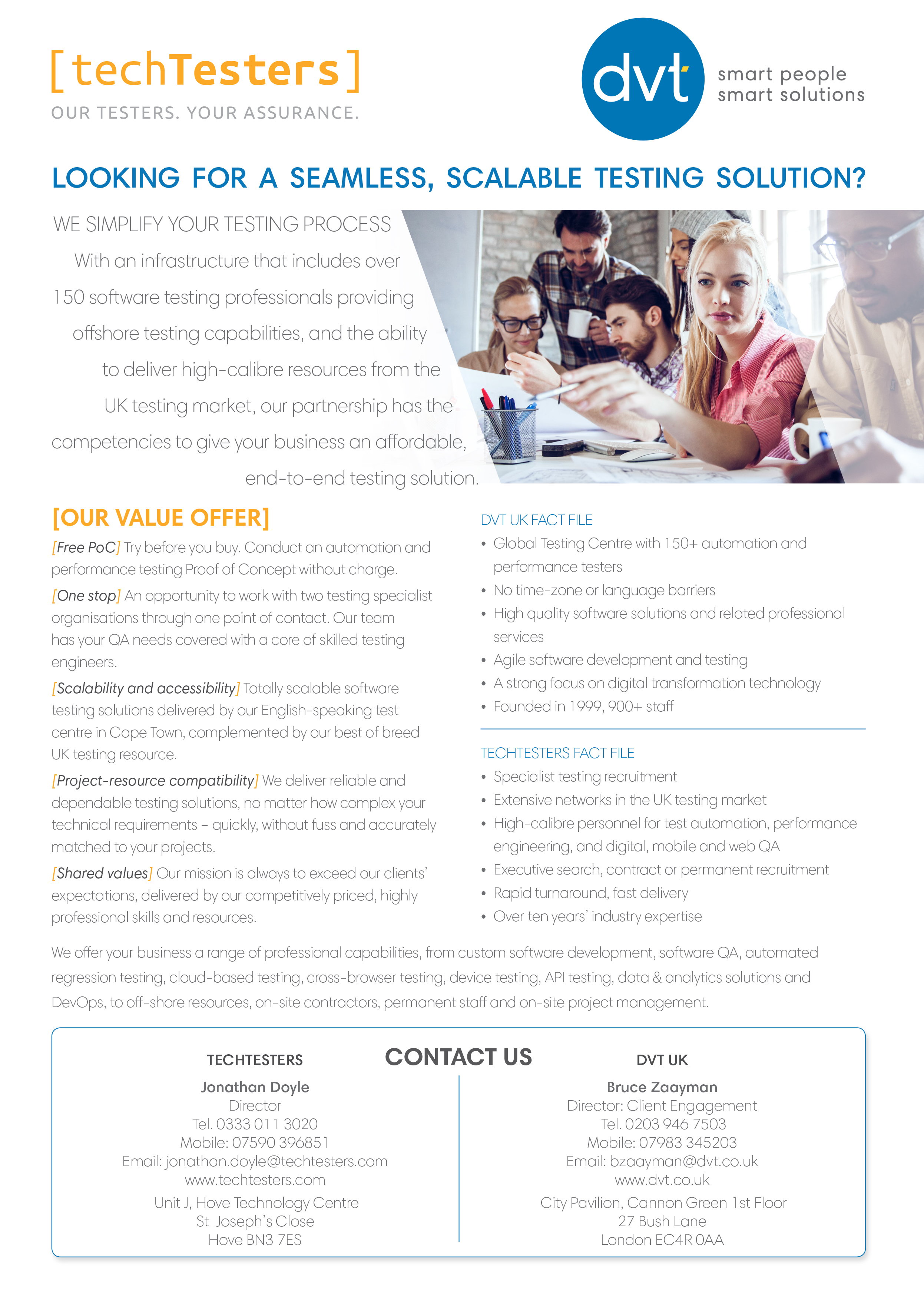 techTesters DVT brochure Single page option